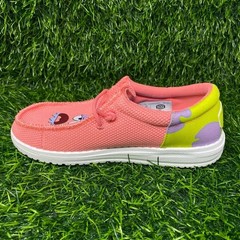 Hey Dude Sponge Bob & Patrick Kids Size 3J Yellow and Coral Casual Shoes 2222