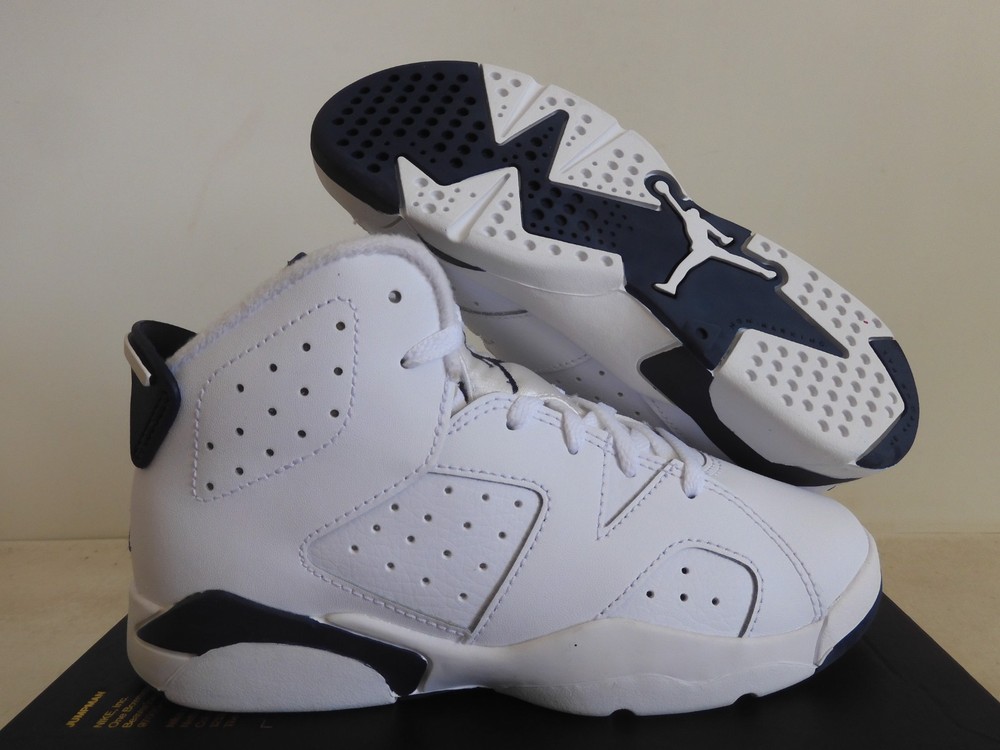 Nike Air Jordan 6 Retro (PS) White-Midnight Navy Blue 1.5Y [384666-141]