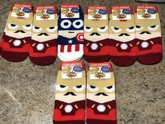 Sock Heroes Socks Marvel Comics Captain America Iron Man 8 Pairs Ankle Socks