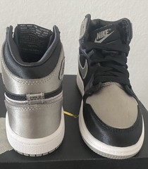 Nike Jordan 1 Retro High OG PS Kids Sneakers Black Silver White Size 11C