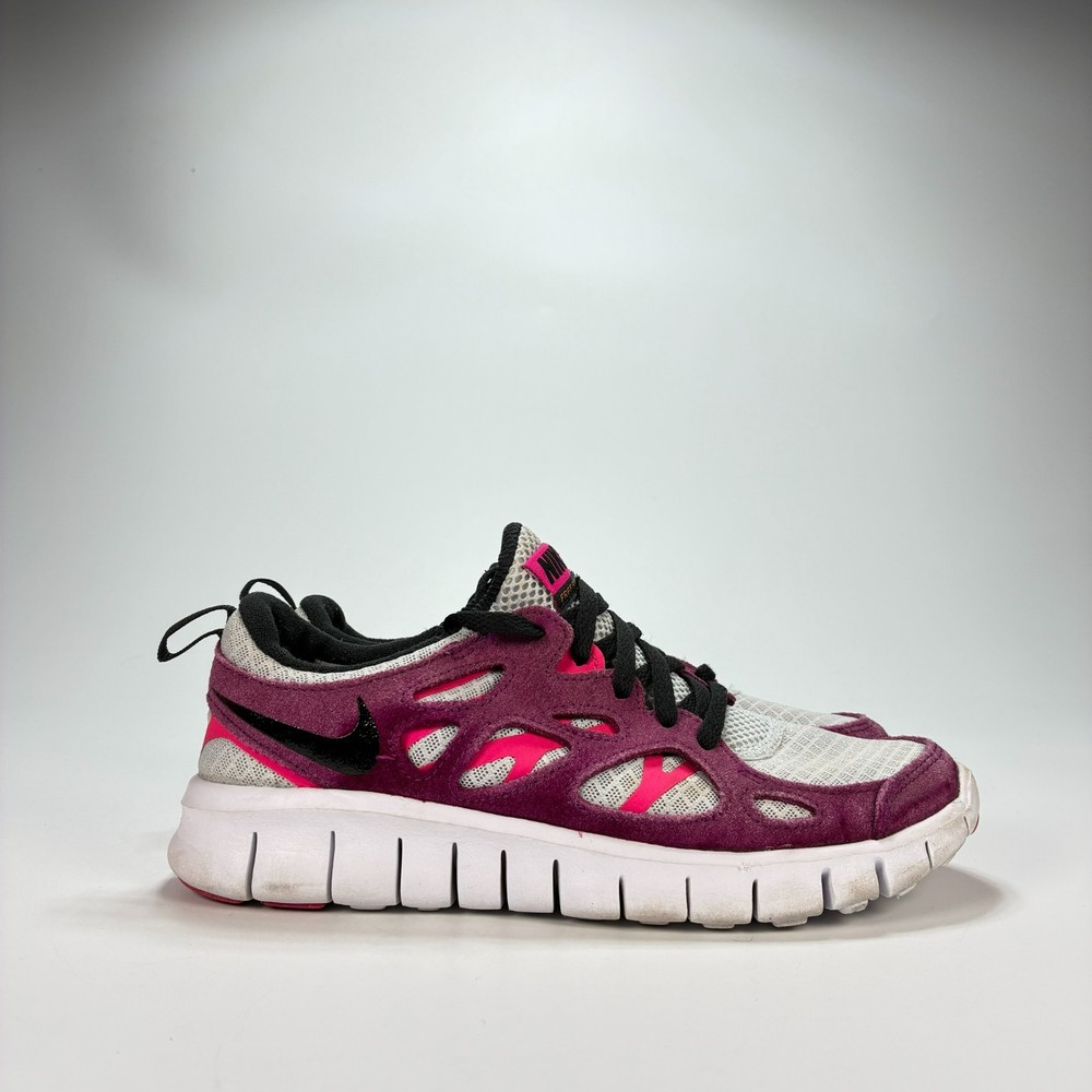 Nike Free Run 2 Burgundy Gray Running Sneakers Shoes DD0163-001 Youth Size 5Y