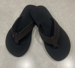 RAINBOW Unisex Youth Single Layer Dark Brown Suede Flip Flops/Sandals~~Size 2/3