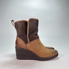 UGG Australia Renatta Brown Chestnut Pull On Waterproof Wedge Boots Youth Sz 3.5