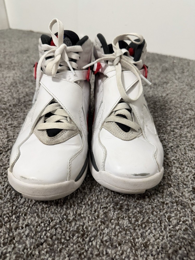 Jordan Air Jordan 8 Retro Youth 7Y High Top Leather Sneakers White/Black/Red
