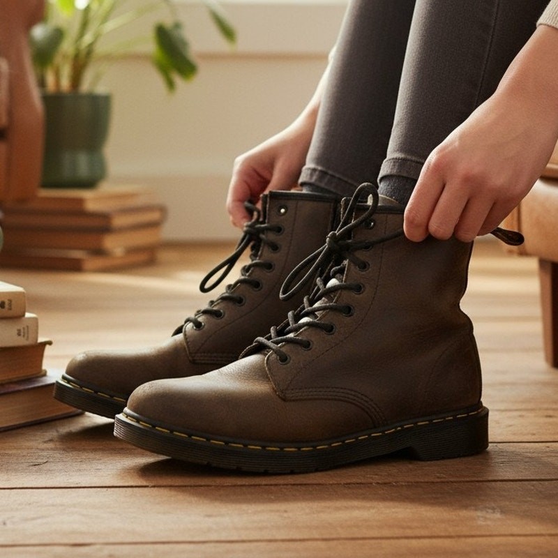 Dr Martens 1460 Youth 4 Brown Leather Combat Boots Side Zip AirWair Grunge