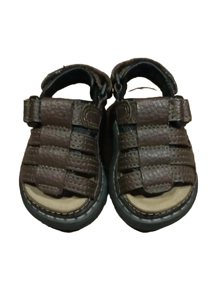 Faded Glory Action Flex Brown Sandals toddler Sz 2 Hook And Loop Strap Shoes