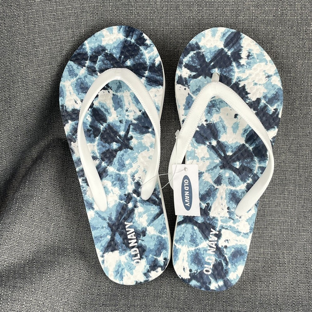 Old Navy Blue Tie Dye Youth Flip Flops Size 12-13 Classic Kids Unisex Boys Girls