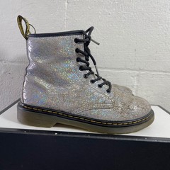 Dr. Martens 1460 J Glitter Silver Ankle Boots Size Zipper Kids Size 3 US/2 UK