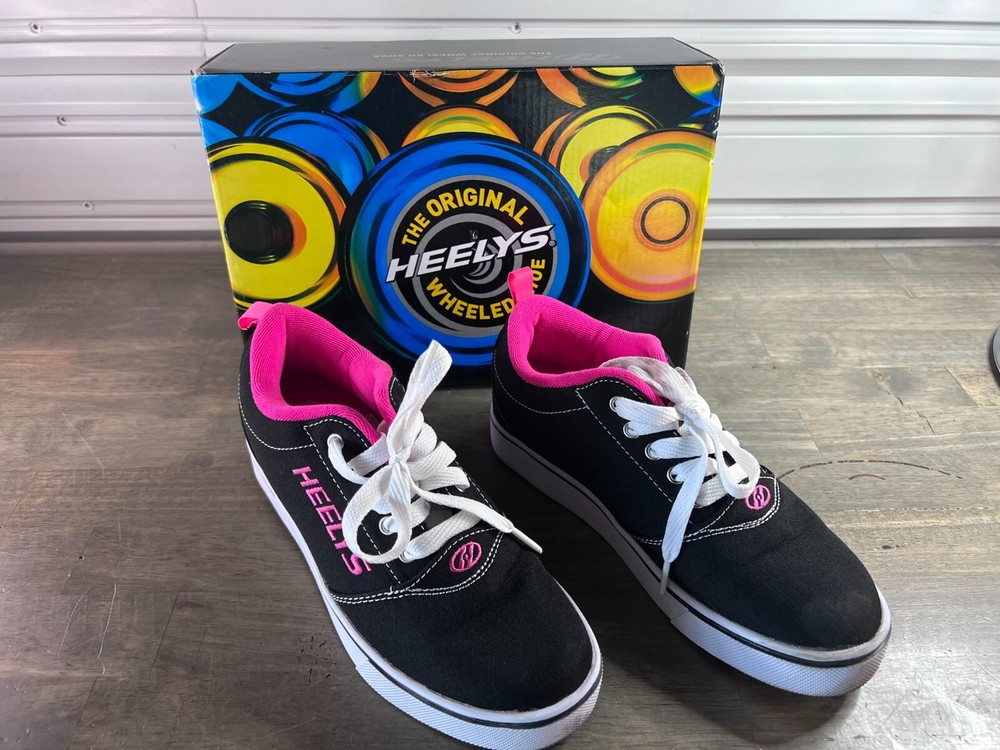 HEELYS Kid’s Pro 20 HE100760H Black Pink White Canvas Skate Shoes Kid’s Sz 5
