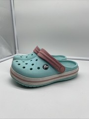 Crocs Crocband II Clog Junior Size 1 Cotton Candy Blue Pink Slip On 11990