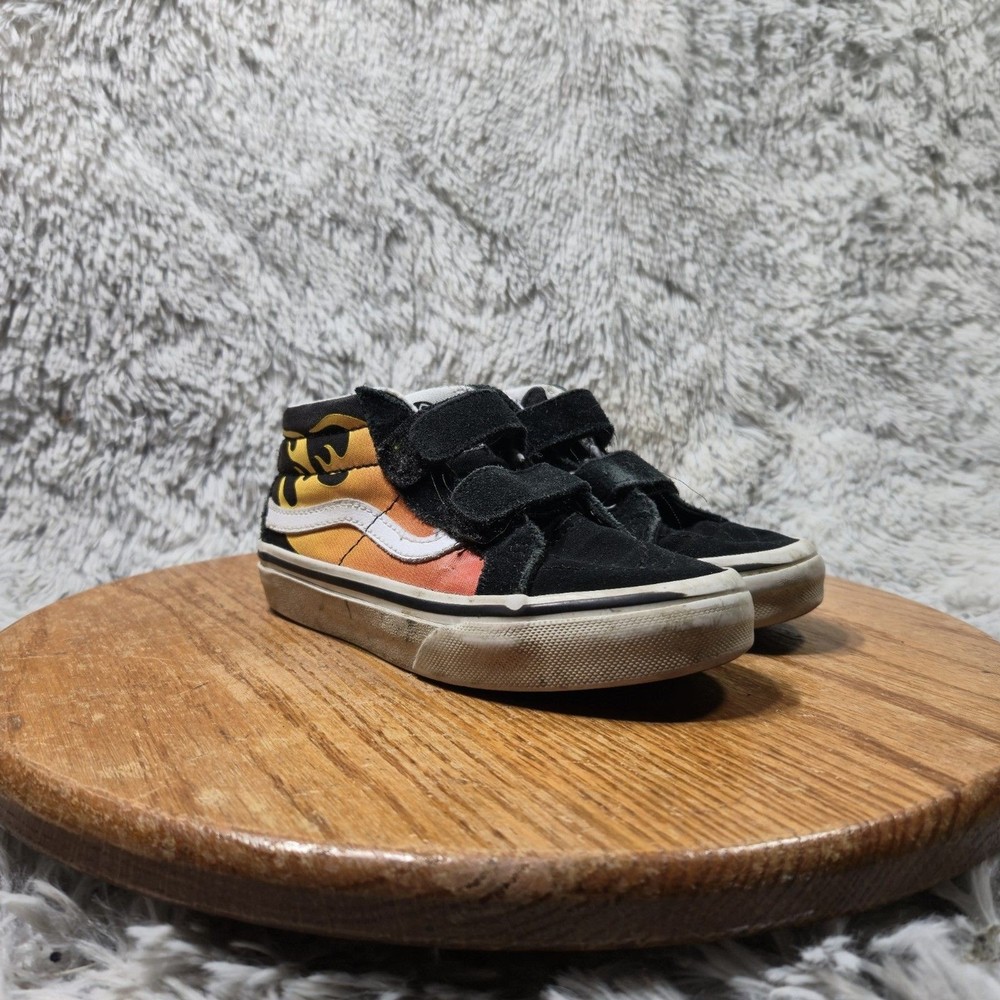 Vans Athletic Skool Shoes Kid Size 13 Retro Mid Top Hot Flame Casual Streetwear