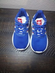 adidas Unisex Kids Blue/White/Red Mesh Lace Up Low Top Sneakers Size 8