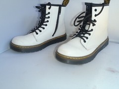Dr Martens Zavala Combat Boot White Kid Girls size 2