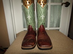 Twisted X YCW0002 Square Toe Green Brown Leather Youth Boots Size 5.5 M