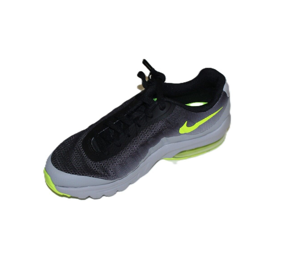 NIKE AIR MAX YOUTH INVIGOR WOLF GREY/ VOLT BLACK RUNNING SNEAKER