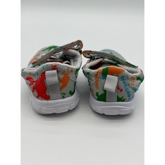 Kids Gray Dinosaur Print Canvas Sneakers Hook and Loop Strap Shoes Toddler 5