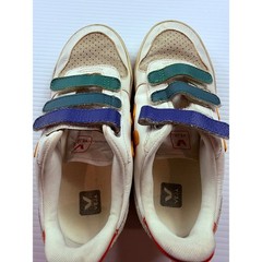 Veja V-10 Multi-Color Leather Strap Sneakers White Orange Green Kids Size 4