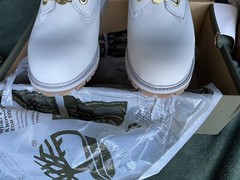 Timberland Premium 6 in Waterproof Boot Light Grey Nubuck Sz 6.5 Junior