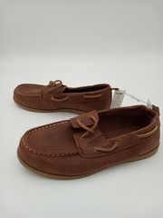 Old Navy Boat Shoes Kids Size 4Y Brown Faux Leather Moc Toe Slip On Casual