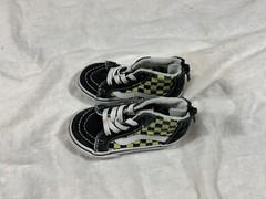 VANS ZIP UP SKATER CHECKERBOARD SHOES BLACK GREEN THUMBS UP SIZE TODDLER 5 JJ