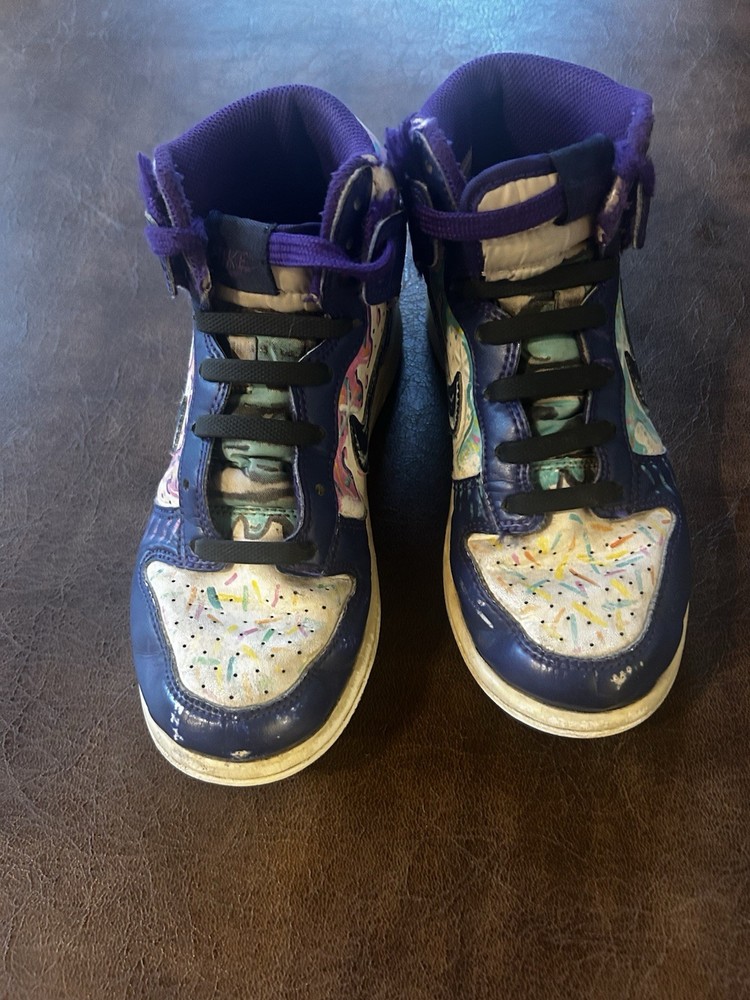 Nike Dunk High GS DH9753-100 2Y High Top Leather Sneakers Purple – Custom