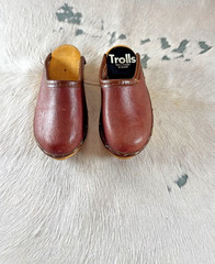 Samhall Trolls Clogs 4.75 x 2 in Sweden Doll Clog Wooden Slip On Brown