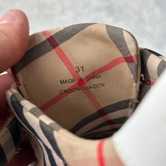 Kids Burberry Nova Check Plaid Strap Shoes Size 31 EU