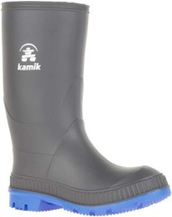 Kamik Kids Stomp Waterproof Rain Boots,Charcoal/Blue,7T