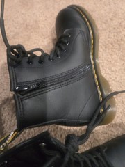 Dr. Martens 1460 Mono J Black Leather Boots Kids Size 3 AirWair Zipper (combat)