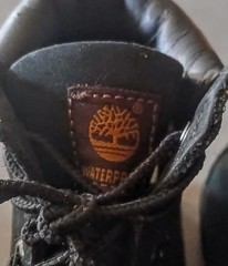 Timberland Black Leather Boys Ankle Boots Lace Up Logo Accent Rubber Sole 11.5M