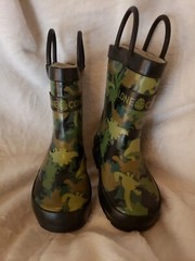 Lone Cone Camo-Saurus Rain Boots Wellies sz 4 toddler USA Made Dinosaur