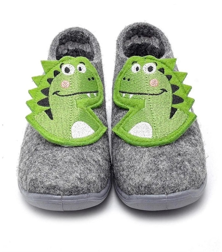 First Step Kids Slippers – Cute 3D Dino, Felt – Size 21 22 23 24 25 byHuriye