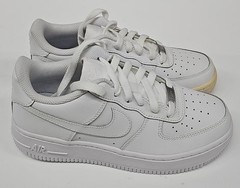 Nike Air Force 1 Sneakers AF1 Grade School Sz 4.5 GS Classic White Leather Shoes