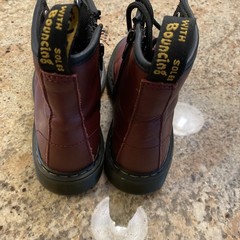 Kids Dr. Doc MARTENS Delaney Leather Combat Boots Burgundy Size 3