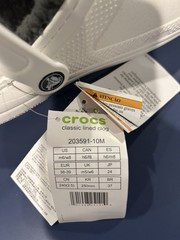 Crocs Classic Gray Lined Clog – White Grey Brand New Kids/ Men Size 6 203591-10M