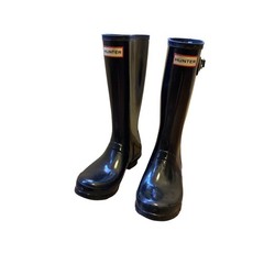 Hunter Kids Size 3B / 4G Original Tall Black Glossy Waterproof Rain Boots