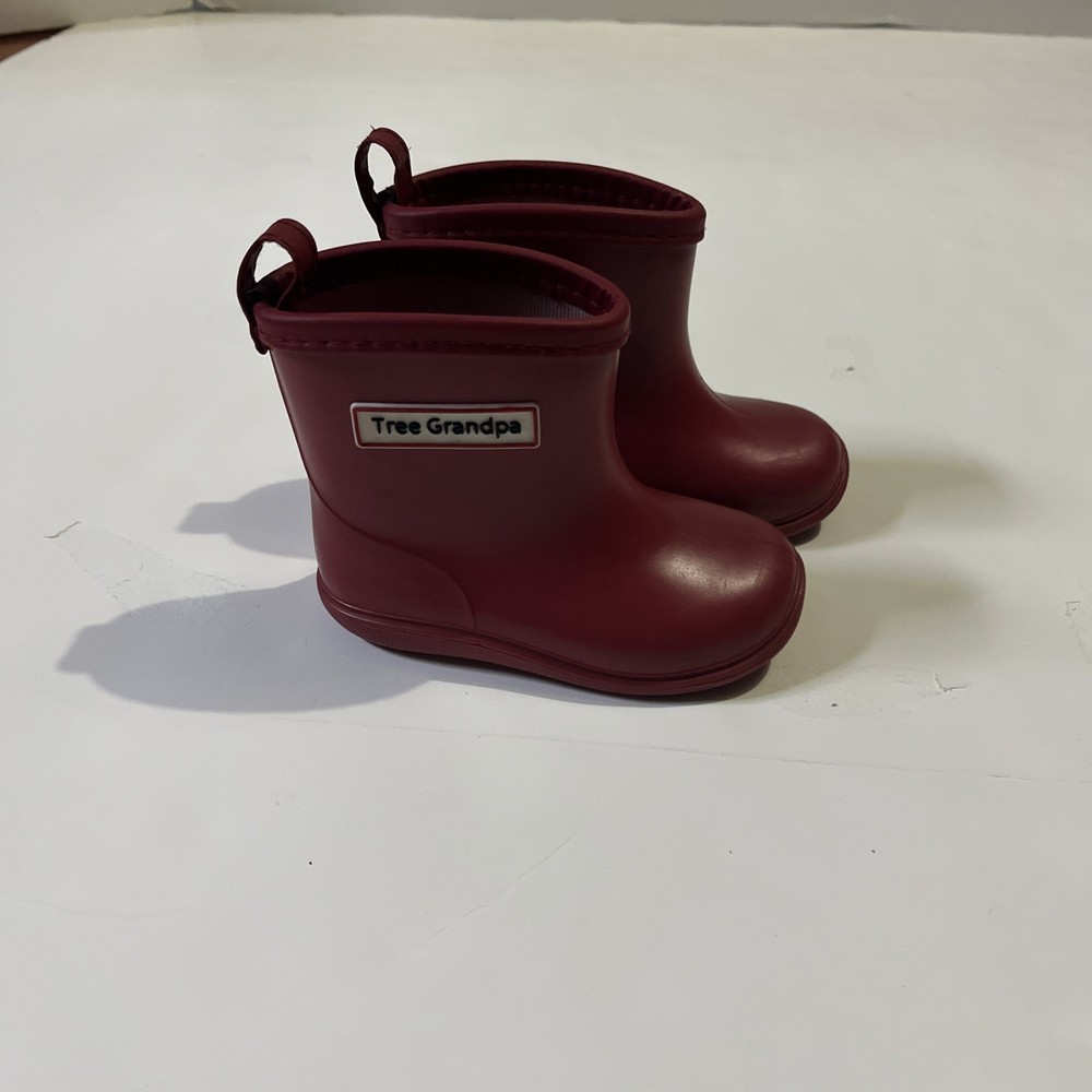 Toddler Red Rubber Rain Boots US Size 13 Tree Grandpa