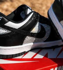 ✨ Handcrafted Nike Dunk Low Black/White Bling – Youth 4Y – Brand New w/ Box ✨