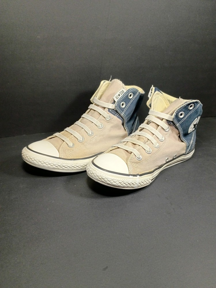 Converse Blue Grey Peel Back High Top Sneakers Shoe Juniors 6 Hip Hop Womens 7.5