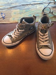 Converse All Star Malben Mid Top Olive Green Camo No Tie Sneakers Size 2 Youth