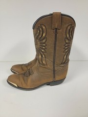 Cody James Phoenix Brown & Gold Leather Round Toe Pull On Western Boots Size 3
