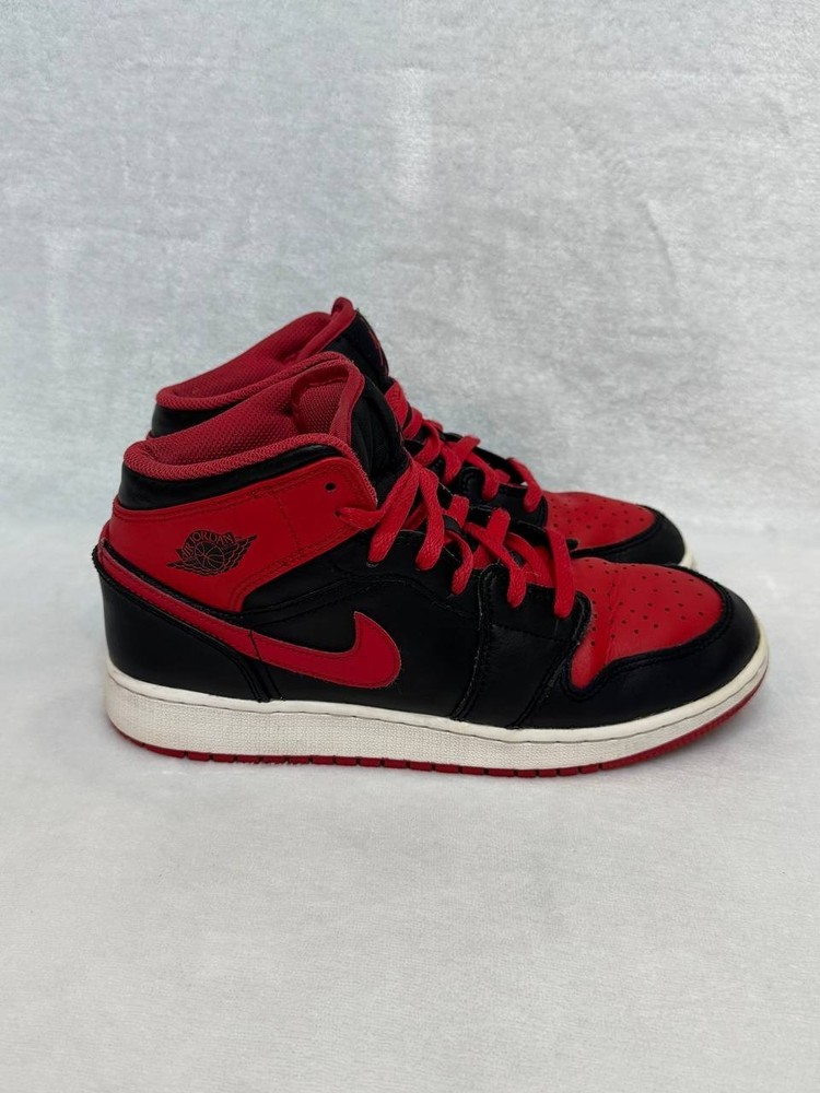 Air Jordan 1 Mid GS Alternate Bred Black Red DQ8423-060 Size 6Y