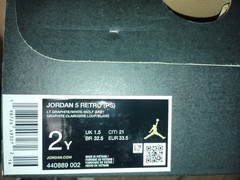 Jordan 5 Retro (PS) LT Graphite/White-Wolf Grey 440889-002 Size 2Y