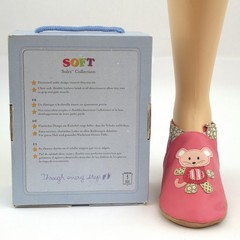 Robeez Soft Soles Leather Shoes Mix Match Mouse Azalea Pink Girls 3-4 Years NIB