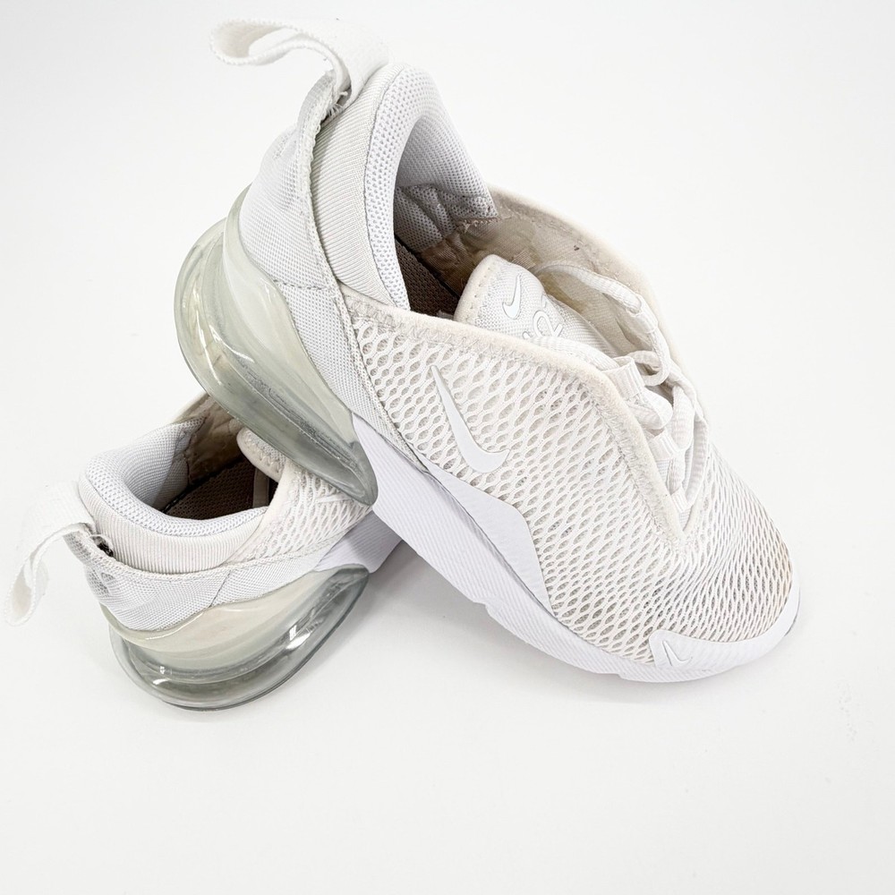 Nike Air Max 270 White Mesh Sneakers Kids Youth Size 2Y AO2372-103 Athletic