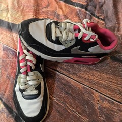 Nike Air Max 90 Black White Pink Silver Kids Shoes 345017-122 Size 5.5Y