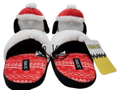 Peanuts Snoopy 3D Christmas Scuff Slippers Toddler 7/8 Plush Santa Slip-Ons New