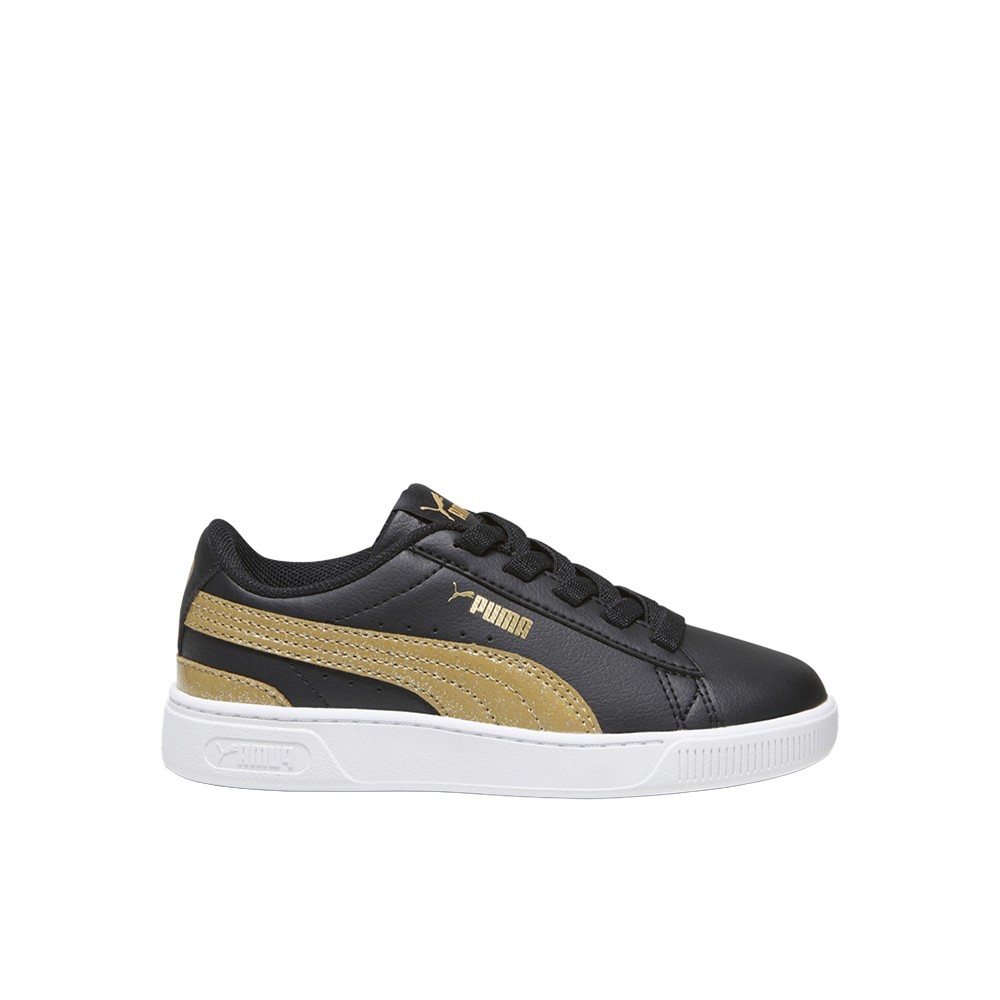 PUMA Vikky V3 Nova Glitter Lace Up Toddler Girls Black, Gold Sneakers Casual Sh