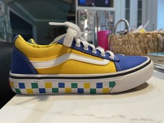 Vans Colorblock Multicolor Lace Up Sneakers sz. Youth 2 Yellow Blue Green White