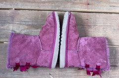 UGG Kids Boots Size 1 Bailey Bow Suede Sheepskin Lining Warm Burgundy